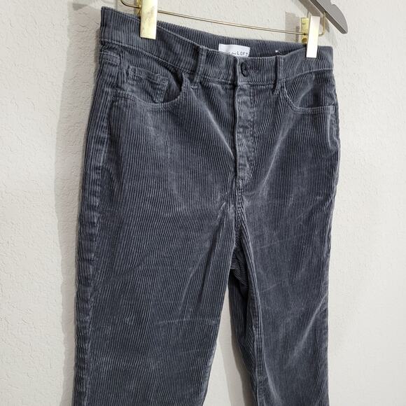 Loft Corduroy Pants Womens Size 10 Petite Gray Cropped Fall Winter Casual - Picture 6 of 11